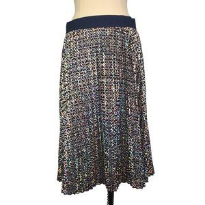 Lularoe Elegant Purple Silver Metallic Pleated Pattern‎ Skirt, XL